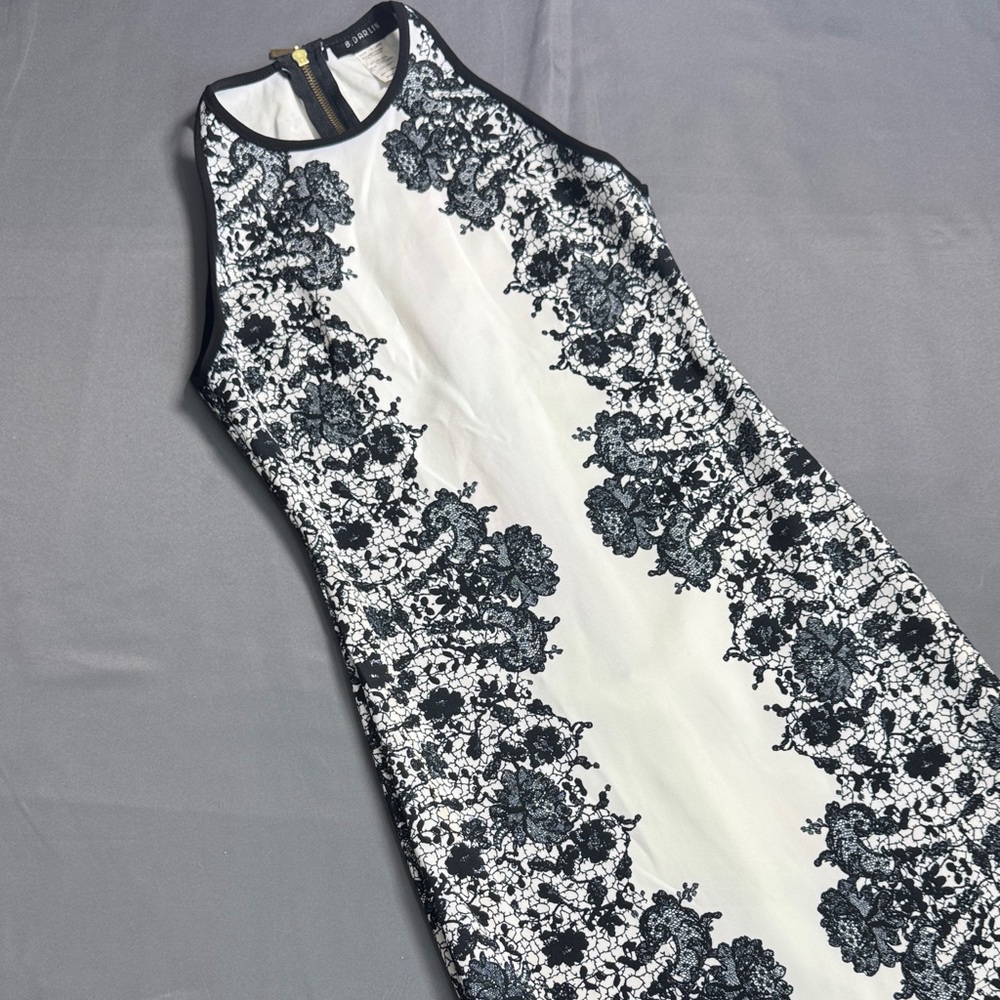 B Darlin Black and White Floral Midi‎ Dress